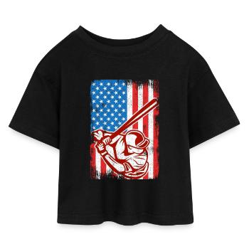 4 juillet Baseball - T-shirt Crop Top en jersey Enfant - noir - Devant