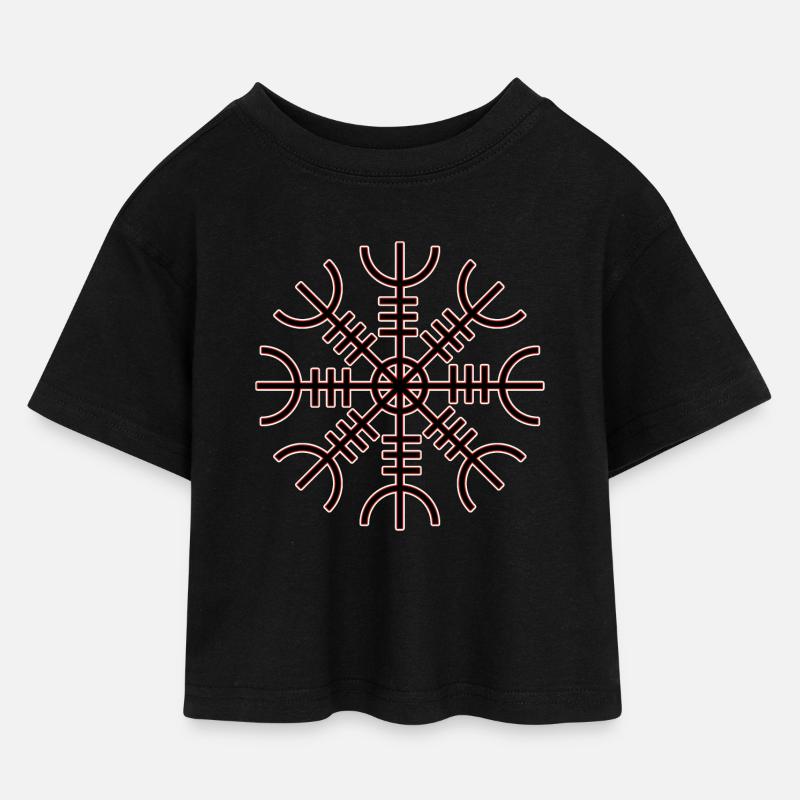 Helm der Ehrfurcht - Kinder Cropped Jersey T-Shirt - Schwarz