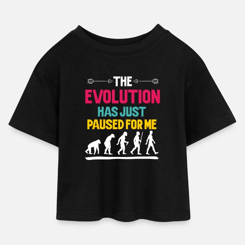 The Evolution Has Just Paused For Me - Kids’ Cropped Jersey T-Shirt - black