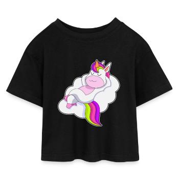 Nuages de licorne - T-shirt Crop Top en jersey Enfant - noir - Devant
