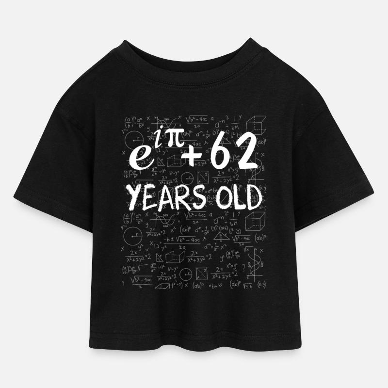 61st Birthday 61 Years Euler Identity Math Gift - Kids’ Cropped Jersey T-Shirt - black