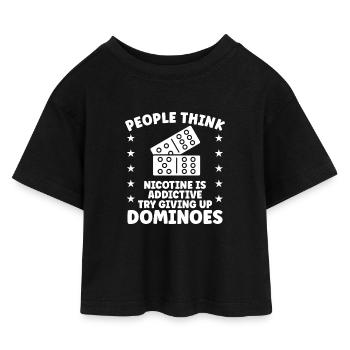 Domino Design - Kids’ Cropped Jersey T-Shirt - black - Front