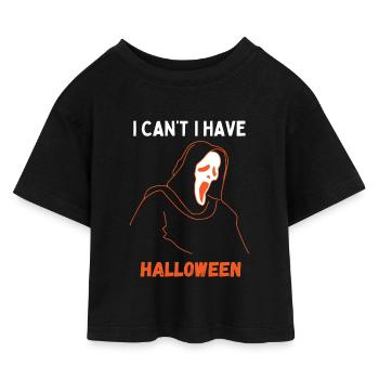 I Can't I Have Halloween - Kids’ Cropped Jersey T-Shirt - black - Front