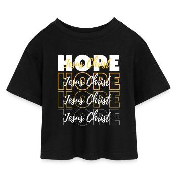 Geometrische Liebe Jesus Christus Typography - Kinder Cropped Jersey T-Shirt - Schwarz - Vorne