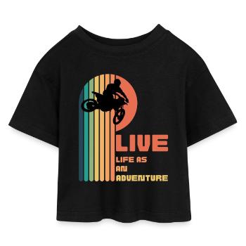 Living Life as an Adventure - Moto Cross - Kids’ Cropped Jersey T-Shirt - black - Front