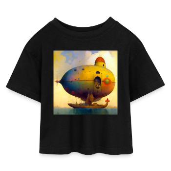 Vaisseau 02 - T-shirt Crop Top en jersey Enfant - noir - Devant