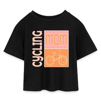FAHRRAD-MAMA FAHRRAD-KUNST - Kinder Cropped Jersey T-Shirt - Schwarz - Vorne