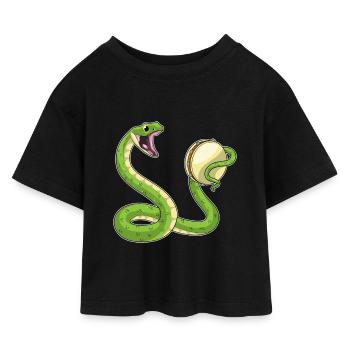 Schlange Musiker Tamburin Musik - Kinder Cropped Jersey T-Shirt - Schwarz - Vorne