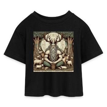 Cernunnos, dieu celte - T-shirt Crop Top en jersey Enfant - noir - Devant
