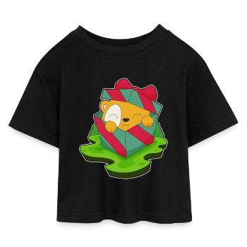 Forfait de Noël hamster - T-shirt Crop Top en jersey Enfant - noir - Devant