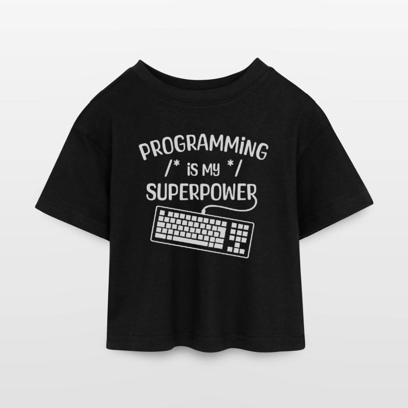 Computerfreak Developer Statement Coden Informatik Kinder Cropped Jersey T-Shirt