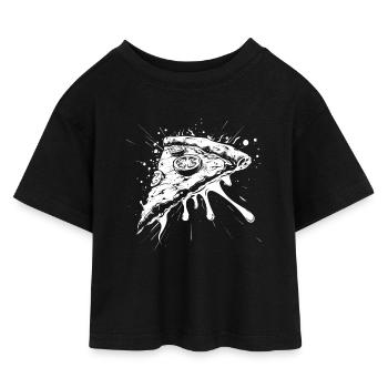 Pizza Piece Drawing - Kids’ Cropped Jersey T-Shirt - black - Front