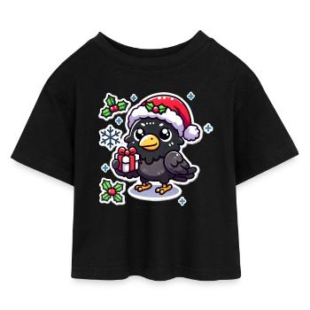 Méfait festif du corbeau - T-shirt Crop Top en jersey Enfant - noir - Devant