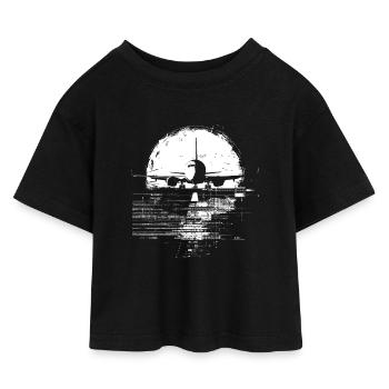 Passagierflugzeug - Kinder Cropped Jersey T-Shirt - Schwarz - Vorne