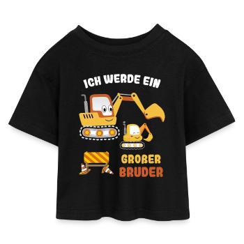 Nachwuchs Verkünden | Ich Werde Großer Bruder 2027 - Kinder Cropped Jersey T-Shirt - Schwarz - Vorne