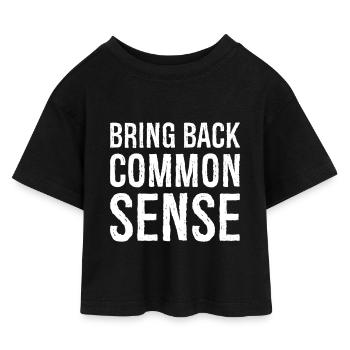 Bringen Sie den gesunden Menschenverstand zurück - Kinder Cropped Jersey T-Shirt - Schwarz - Vorne