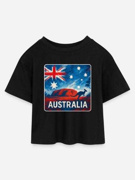 Australien Outback Design - Kinder Cropped Jersey T-Shirt - Schwarz