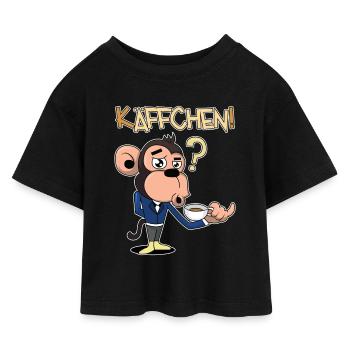 Käffchen, bitte! - Kinder Cropped Jersey T-Shirt - Schwarz - Vorne