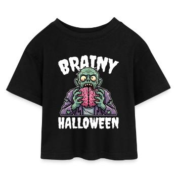 BRAINY HALLOWEEN - ZOMBIE HALLOWEEN - T-shirt Crop Top en jersey Enfant - noir - Devant