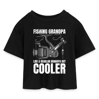 Fishing Grandpa Retro Vintage - Kids’ Cropped Jersey T-Shirt - black - Front