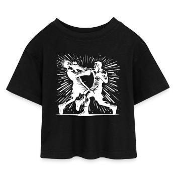 Action de boxe rétro Le coup de poing décisif - T-shirt Crop Top en jersey Enfant - noir - Devant
