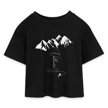 Valloire Alpes Francaise Haute Savoie - Kids’ Cropped Jersey T-Shirt - black - Front