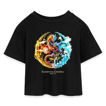 Elemental Chimera – Fire & Water Dragon - Kids’ Cropped Jersey T-Shirt - black - Front