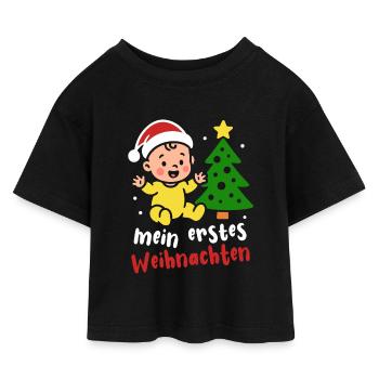 Mon premier Noël - Le sapin de Noël des parents de bébé - T-shirt Crop Top en jersey Enfant - noir - Devant