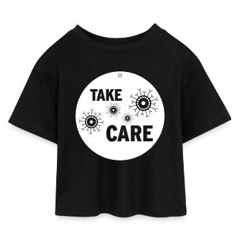 TAKE CARE - Kinder Cropped Jersey T-Shirt - Schwarz - Vorne