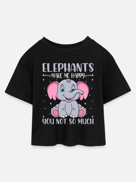 Éléphants - T-shirt Crop Top en jersey Enfant - noir