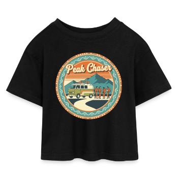 Peak Chaser Retro-Abenteuer - Kinder Cropped Jersey T-Shirt - Schwarz - Vorne