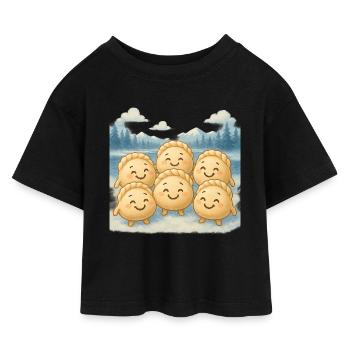 Pelmeni Weiter Norden - Kinder Cropped Jersey T-Shirt - Schwarz - Vorne