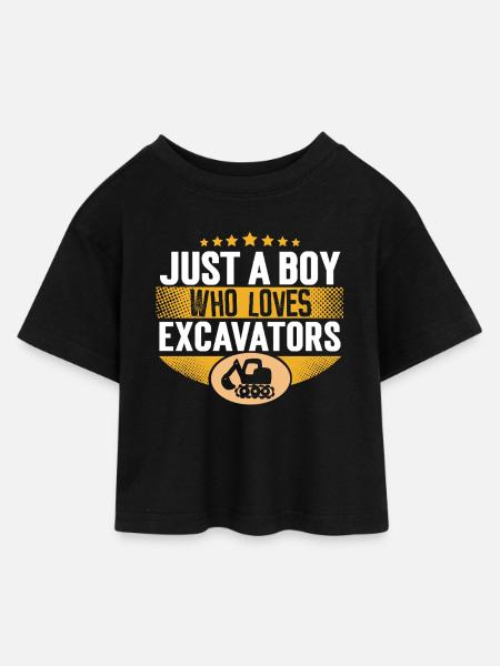 Excavatrice - T-shirt Crop Top en jersey Enfant - noir