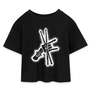 Drums Drummers Boys Men Drummers - Kids’ Cropped Jersey T-Shirt - black - Front