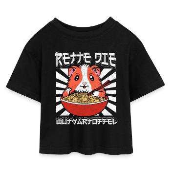 Ramen Hamster Bowl Noodle Delight - Kids’ Cropped Jersey T-Shirt - black - Front