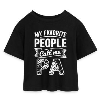 Meine Lieblingsmenschen nennen mich PA - Kinder Cropped Jersey T-Shirt - Schwarz - Vorne