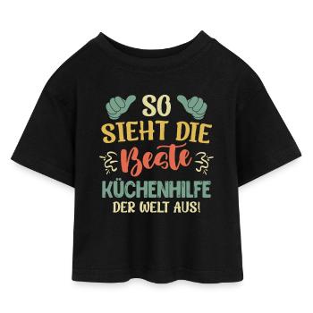 Kochen SO SIEHT DIE BESTE KÜCHENHILFE AUS Lustig - Kinder Cropped Jersey T-Shirt - Schwarz - Vorne