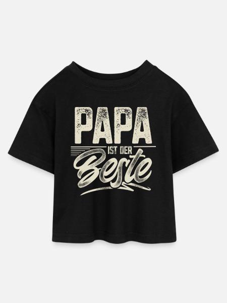 Papa Ist Der Beste - Kinder Cropped Jersey T-Shirt - Schwarz