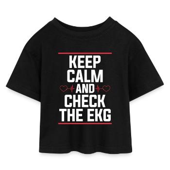 Cardiac Tech Keep Calm And Check The Cath Lab - Kinder Cropped Jersey T-Shirt - Schwarz - Vorne