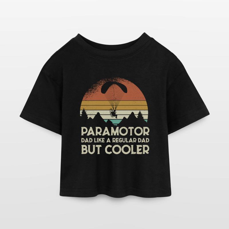 Paramotor Dad Retro Sunset Kids’ Cropped Jersey T-Shirt