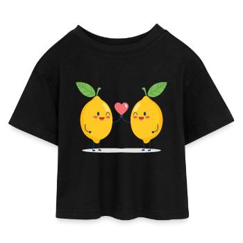Kuschelige Limonenliebe - Kinder Cropped Jersey T-Shirt - Schwarz - Vorne
