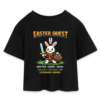 Easter Quest Pixel Bunny - Kids’ Cropped Jersey T-Shirt - black - Front