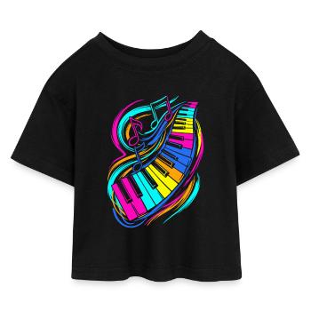 Clavier de piano - T-shirt Crop Top en jersey Enfant - noir - Devant