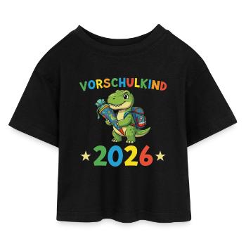 Cadeau de la maternelle Dino 2026 - T-shirt Crop Top en jersey Enfant - noir - Devant