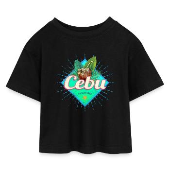 Cebu Insel Philippinen Kokosnuss Retro Souvenir - T-shirt Crop Top en jersey Enfant - noir - Devant