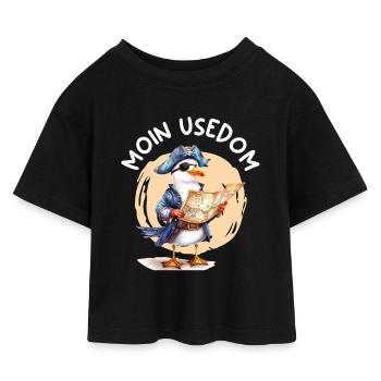 Vacances en mer Baltique MOIN USEDOM Divertissement - T-shirt Crop Top en jersey Enfant - noir - Devant