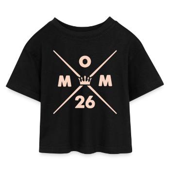 Mom 26 - Kids’ Cropped Jersey T-Shirt - black - Front