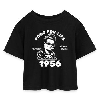 70. Birthday Pogo for life since 06/1956 - Kids’ Cropped Jersey T-Shirt - black - Front