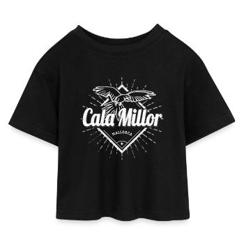 Cala Millor on Mallorca Balearic Island Souvenir - Kids’ Cropped Jersey T-Shirt - black - Front