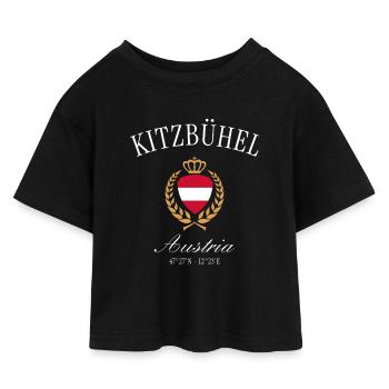 Kitzbühel Österreich Wappen Krone – Reise Souvenir - Kinder Cropped Jersey T-Shirt - Schwarz - Vorne